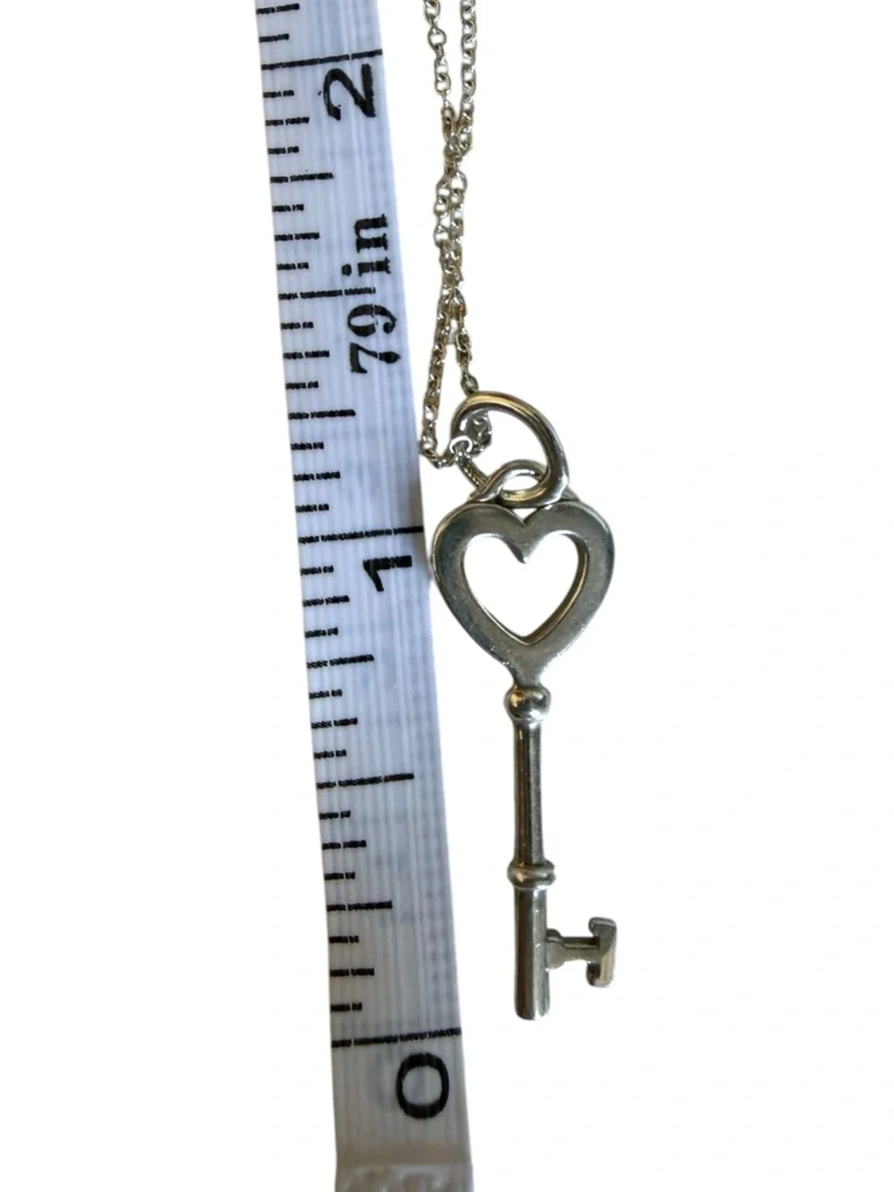 Tiffany & Co. 925 Sterling Silver Vintage Open Heart Key Necklace and Pouch - Picture 10 of 10